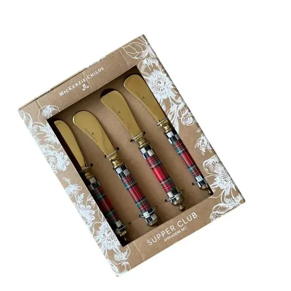 Mackenzie Childs Supper Club Spreaders Set Tartastic NEW Flatware